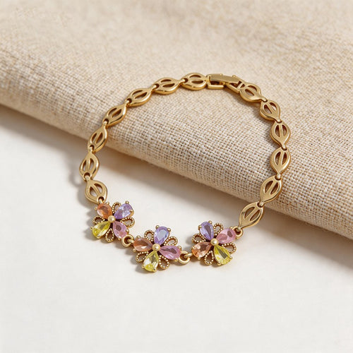 Multicolor Flower Link Statement Bracelet - SEIYI