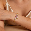 Cherry Blossom Pink Crystal Statement Bracelet - SEIYI