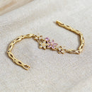 Cherry Blossom Pink Crystal Statement Bracelet - SEIYI