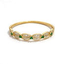 Leaf-Shaped Green Crystal Statement Cuff - SEIYI