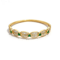 Leaf-Shaped Green Crystal Statement Cuff