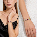 Multicolor Floral Tennis Statement Bracelet - SEIYI