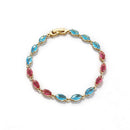 Blue & Red Marquise Cut Statement Bracelet - SEIYI