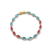 Blue & Red Marquise Cut Statement Bracelet