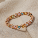 Multicolor Heart & Square Crystal Statement Bangle - SEIYI