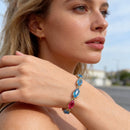 Blue & Red Marquise Cut Statement Bracelet - SEIYI