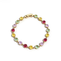 Multicolor Round Cut Tennis Statement Bracelet
