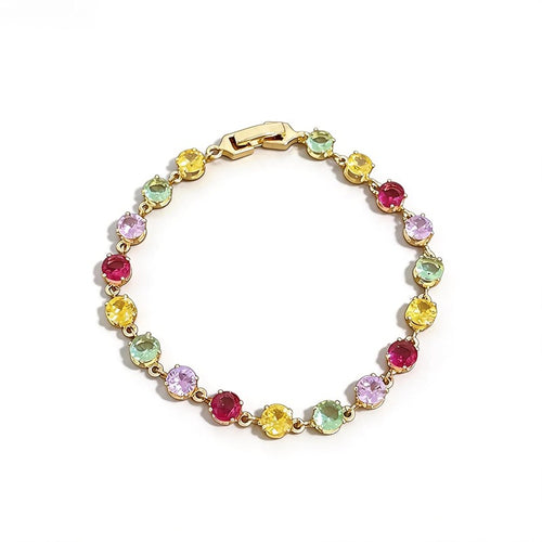 Multicolor Round Cut Tennis Statement Bracelet - SEIYI