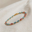 Blue & Red Marquise Cut Statement Bracelet - SEIYI