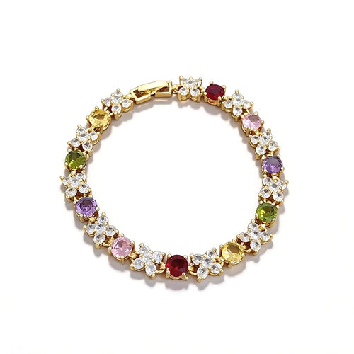 Multicolor Floral Tennis Statement Bracelet - SEIYI