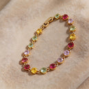 Multicolor Round Cut Tennis Statement Bracelet - SEIYI