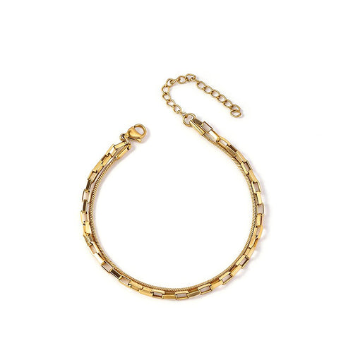 Double-Layer Paperclip & Snake Chain Bracelet - SEIYI