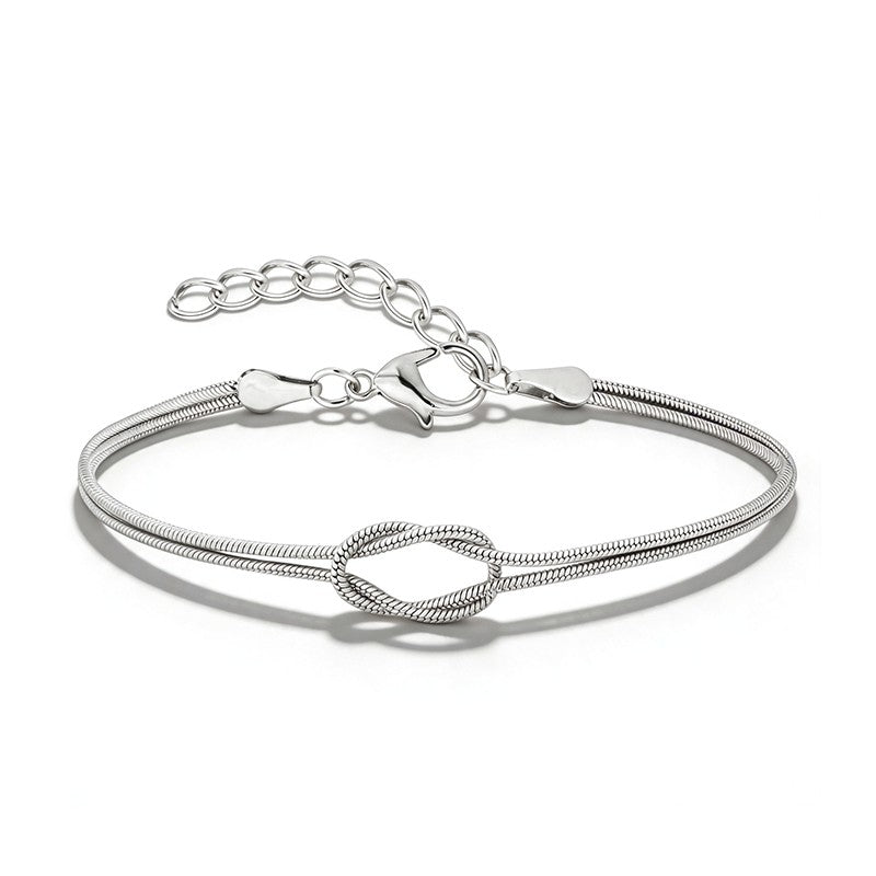 Knotted Love Couple Snake Chain Bracelet Set - undefined