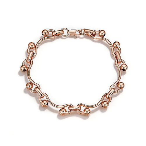 Rose Gold Wave Chain Beaded Bracelet - SEIYI