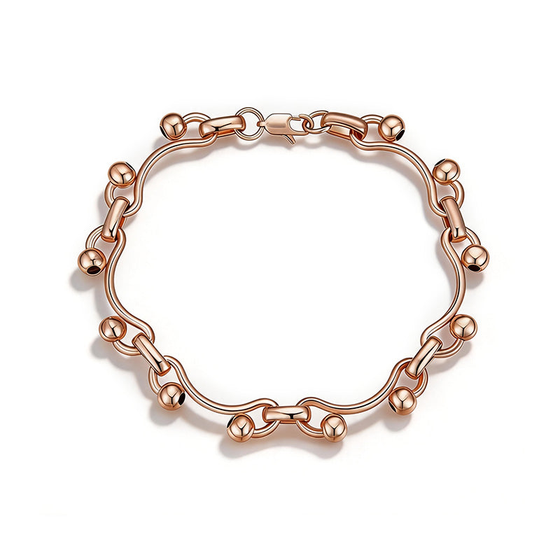 Rose Gold Wave Chain Beaded Bracelet - SEIYI