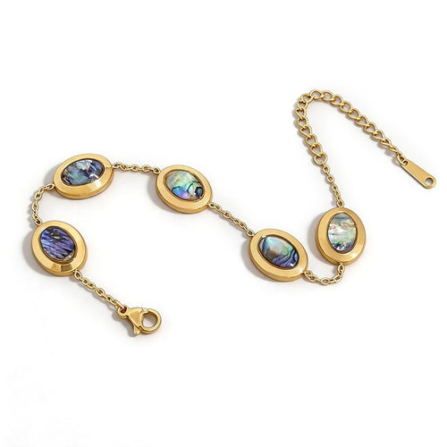Abalone Inlay Gold Chain Bracelet - SEIYI