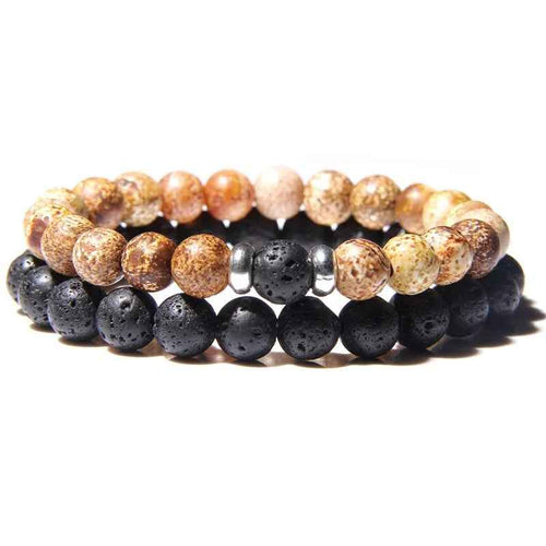Lava Stone and Yellow Stone Charm Bracelet