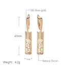 Trend Long Flower Vintage Dangle Earrings Women 585 Rose Gold With Natural Zircon