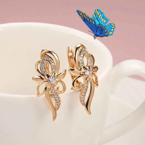 Luxury 3Pcs Natural Zircon Flower Earring Necklace Ring Sets for Women