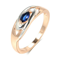 Luxury Blue Stone Ring 585 Rose Gold Mixed White Gold Women Wide Rings Trendy Natural Zircon Wedding Jewelry
