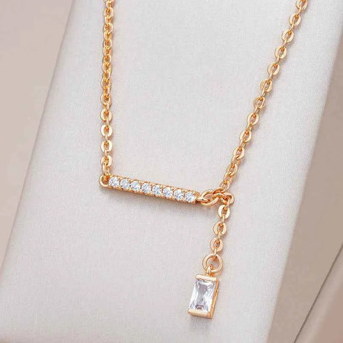 Luxury Square Natural Zircon Pendant Necklace for Women