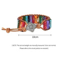 Bohemian Multicolor Emperor Stone Bracelet 7 Chakra Healing Rectangular Stones Bracelet Leather Rope Woven Bangle Wrist Jewelry