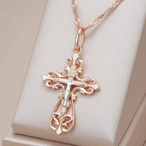 Orthodox Church Cross Pendant Necklace for Women