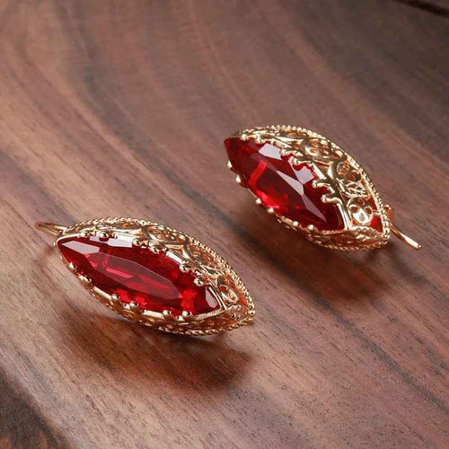 Rhombus Natural Zircon Hollow Flower Vintage Jewelry Sets