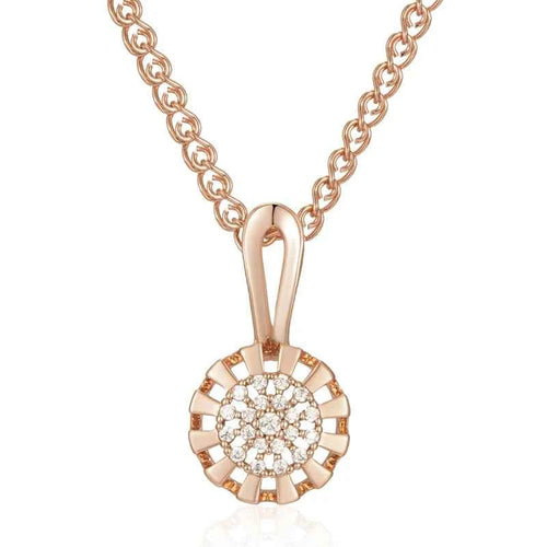 Rose Gold Color Crystal Flower Pendant Necklace For Women