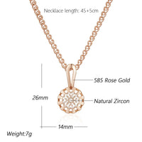 Rose Gold Color Crystal Flower Pendant Necklace For Women Full Shiny Natural Zircon Accessories Daily Fine Jewelry