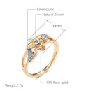 Rose Gold Color Silver Plated Flower Rings For Women Vintage Natural Zircon Bride Wedding Jewelry Luxury Ring