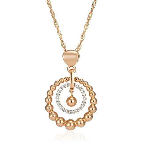 Rose Gold Glossy Bead Natural Zircon Pendant Necklaces