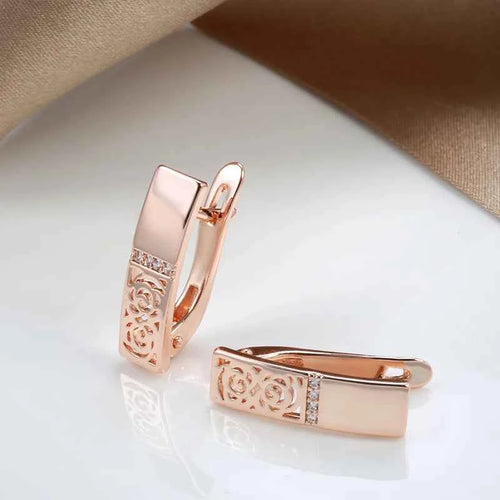 Rose Gold Glossy Hollow Flower Drop Earrings
