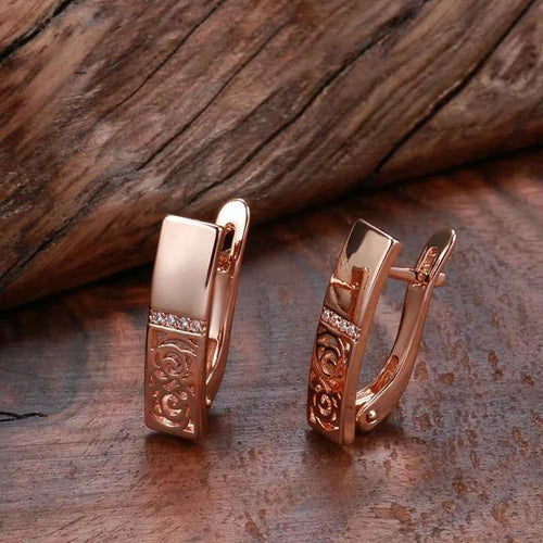 Rose Gold Glossy Hollow Flower Drop Earrings