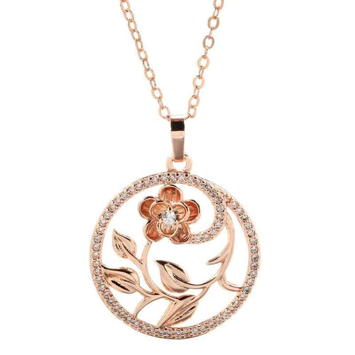 Rose Gold Hollow Flowers Necklace For Women