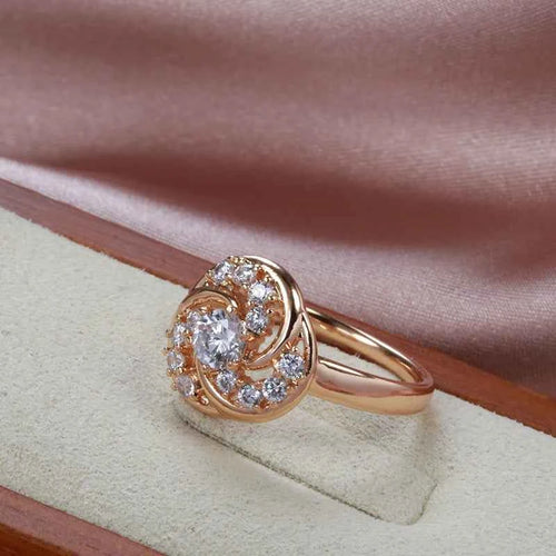 Rose Gold Natural Zircon Flower Earrings and Ring Set