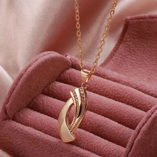 Rose Gold Simple Geometric Pendant Jewelry Set
