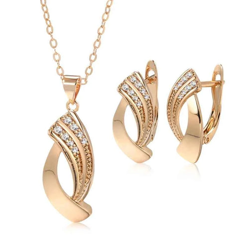 Rose Gold Simple Geometric Pendant Jewelry Set