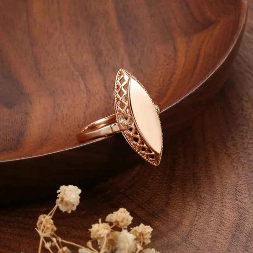 Rose Gold Simple Rhombus Weaving Glossy Necklace Earrings Ring Set for Women