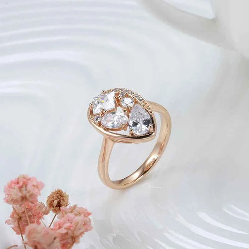 Rose Gold With Natural Zircon Earrings Ring Stes For Women