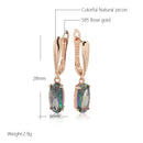 Simple Colorful Natural Zircon Drop Earring for Women Luxury 585 Rose Gold Color Long Earring High Quality Daily Jewelry