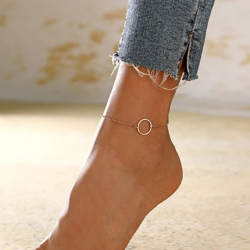 Simple Round Chain Anklets For Women Bohemian Vintage Footwear Summer Ocean Beach Anklet