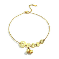 Sweet Coin Bell Pendant Chain Anklet