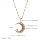 Trend Black Enamel Stars Moon Pendant Rose Gold Color With Natural Zircon Necklace for Women
