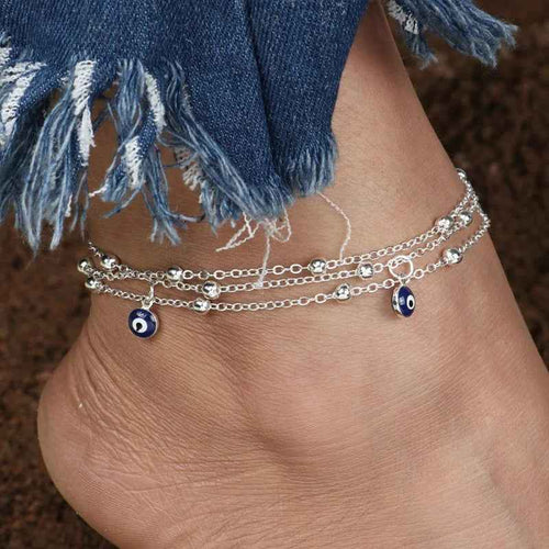 Turkish Beads Evil Eyes Tassel Anklets