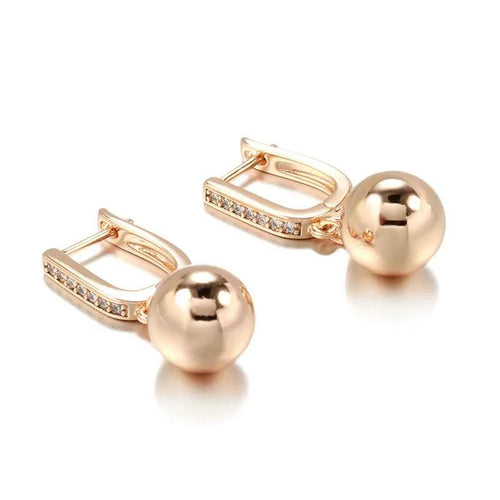Unique Glossy Ball Natural Zircon Dangle Earrings