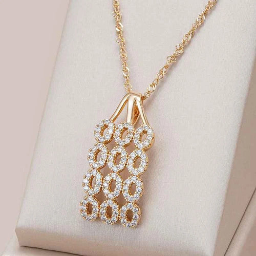 Unique Rose Gold Color Square Wide Pendant Necklace for Women