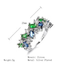 Vintage Blue Green Crystal Zircon Silver Ring - Vintage Wedding Jewelry