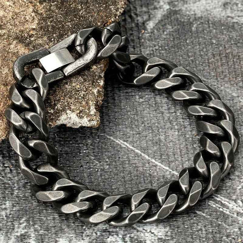 Vintage Oxidized Black Chain Men's Bracelet